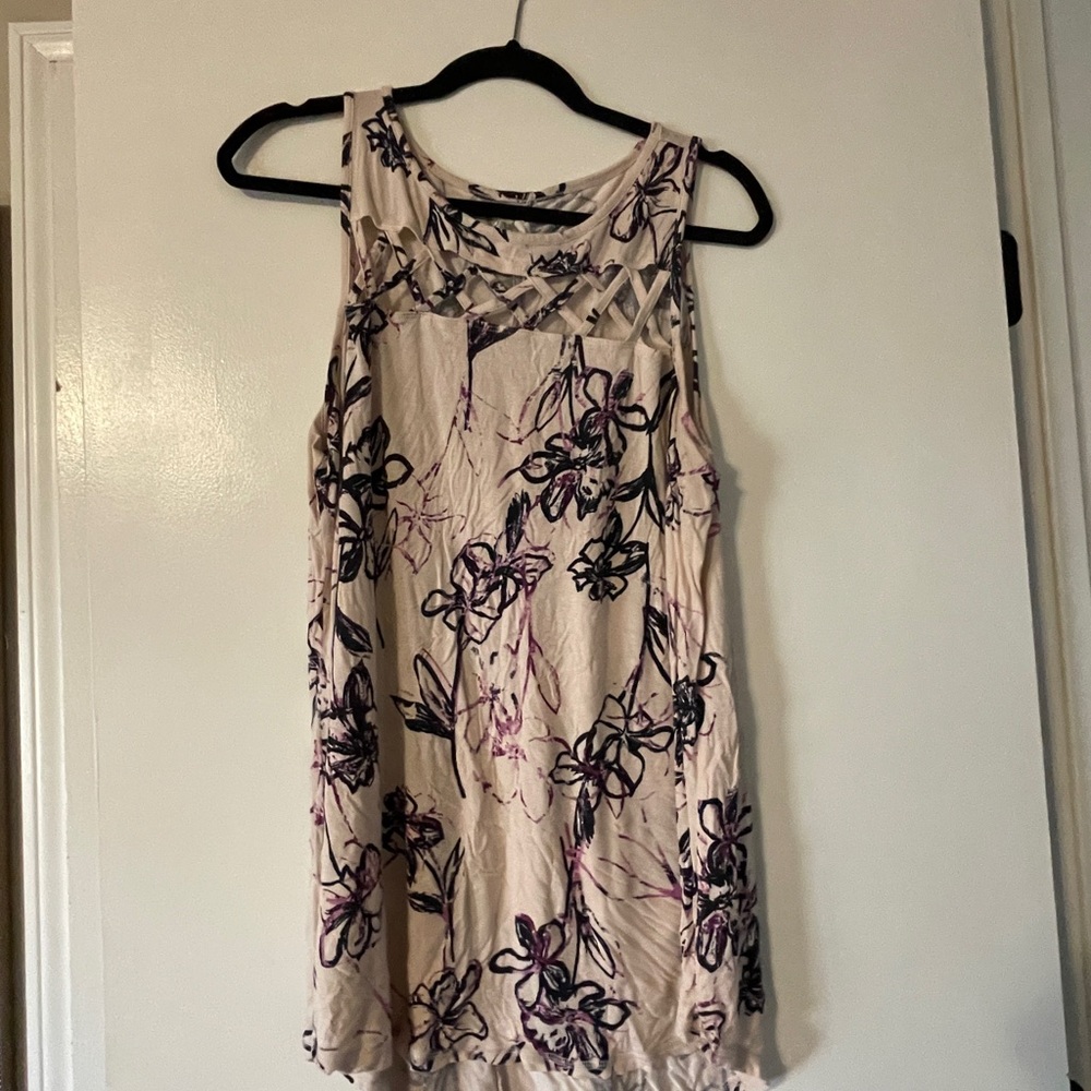 Livi Active Floral Tank Top - Cream and Black